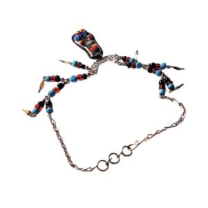 Florida Souvenir Multicolor Beaded Charm Sandal Silver Bracelet